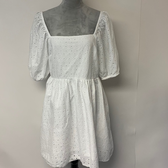 a new day Dresses & Skirts - A.New Day dress SZ L eyelet girlhood core feminine cottagecore puff sleeves